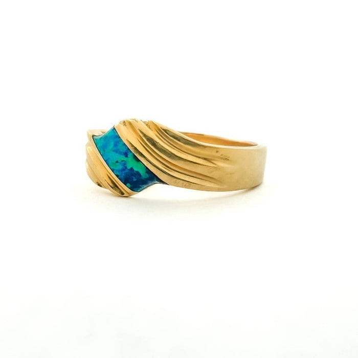 14k Yellow Gold Vintage Mosaic Opal Ring