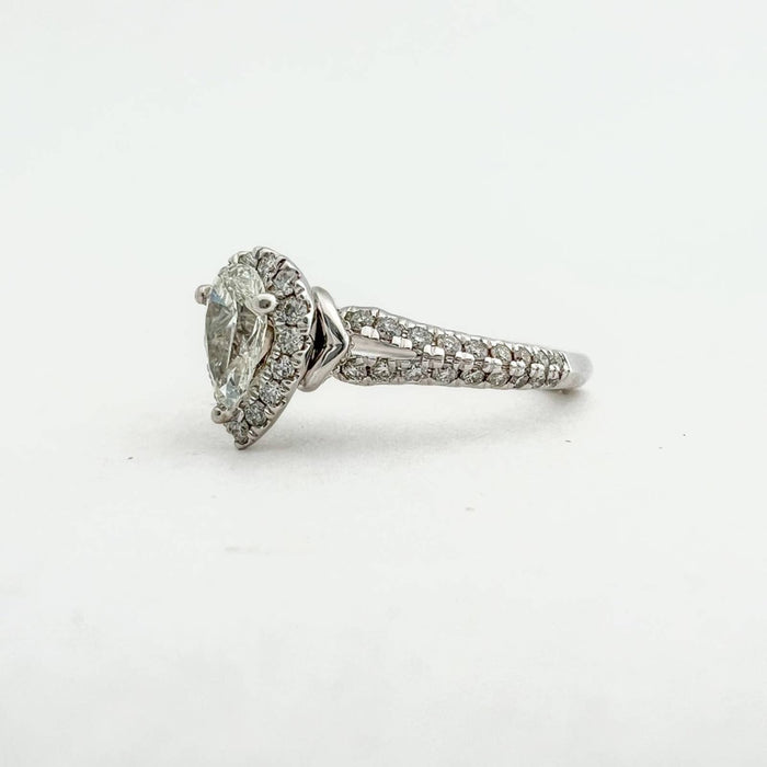 Pear-Shaped Diamond Frame Engagement Ring 14K White Gold