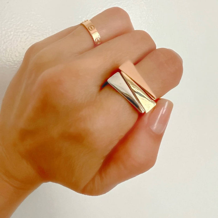 Triangle Slice Italian 14k Gold Stackable Ring