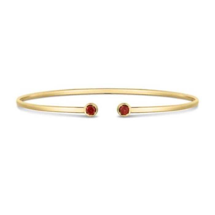 14K Yellow Gold Gemstone Open Cuff Bangle