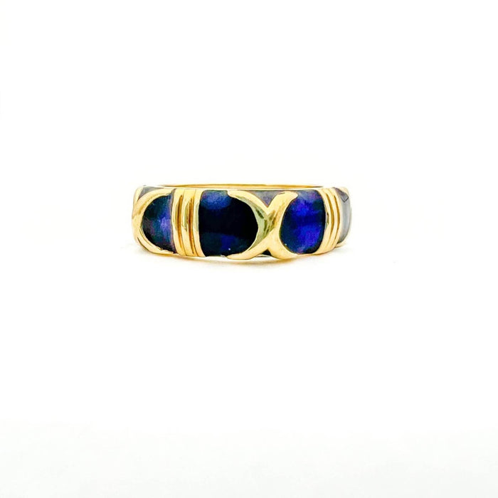 Hidalgo 14k Yellow Gold Blue Enamel Ring