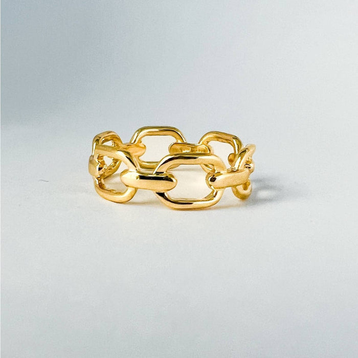 14K Yellow Gold Wide Chain Link Band Ring