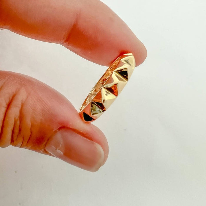 14k Yellow Gold Spike Pyramid Eternity Ring