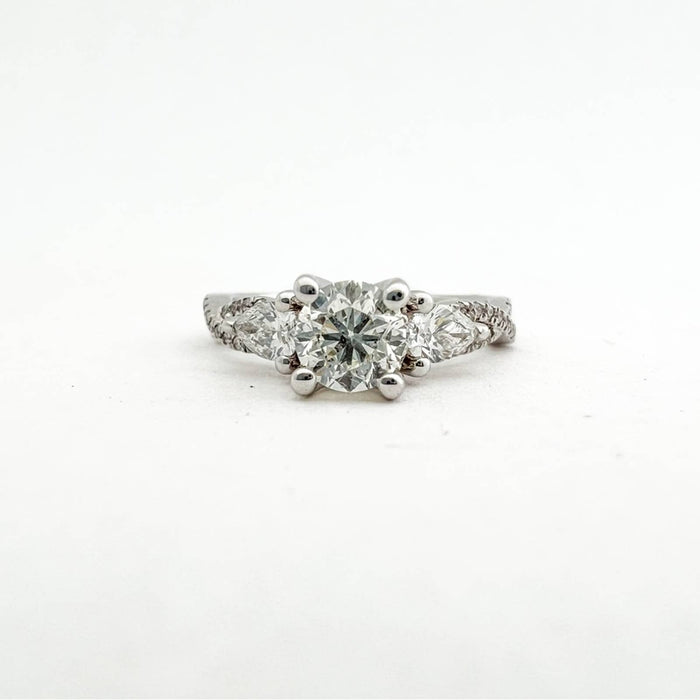 Diamond Trinity Engagement Ring 14K White Gold