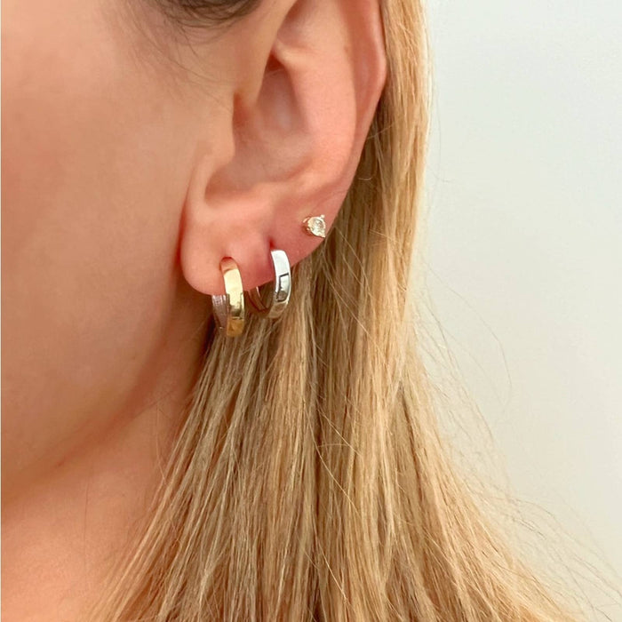 Two Sides 14K Two-tone Gold Hoops Earrings