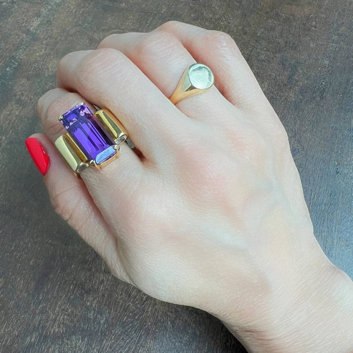 14K Yellow Gold Amethyst Vintage Ring