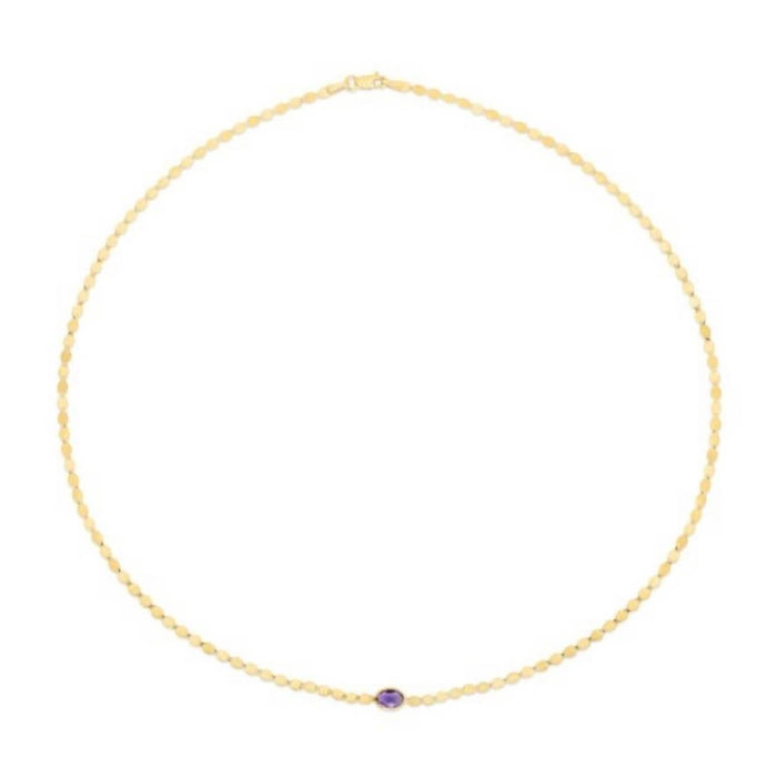 14K Yellow Gold Gemstone Mirror Necklace