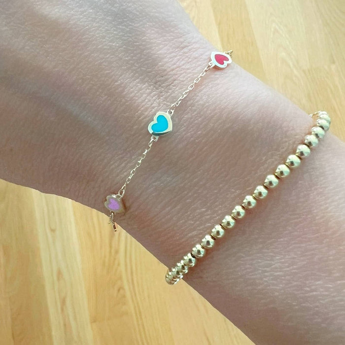 Enamel Heart Station Bracelet