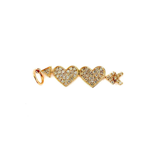 Arrow Heart  Diamond Charm Pendant 14K Yellow Gold