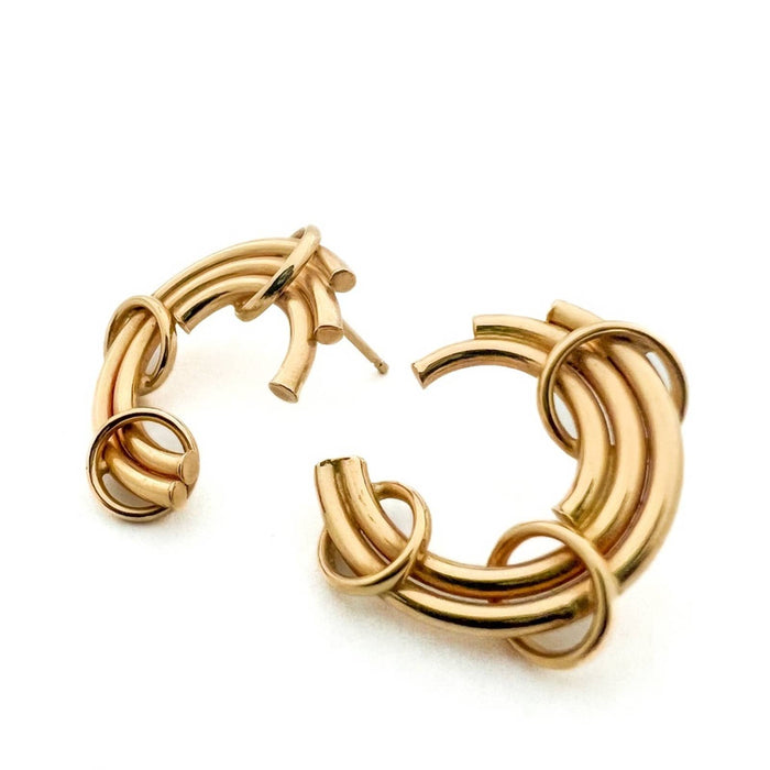 Vintage 14K Yellow Gold C Shaped Earrings