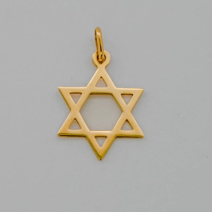 14K Yellow Gold Star of David Charm Pendant