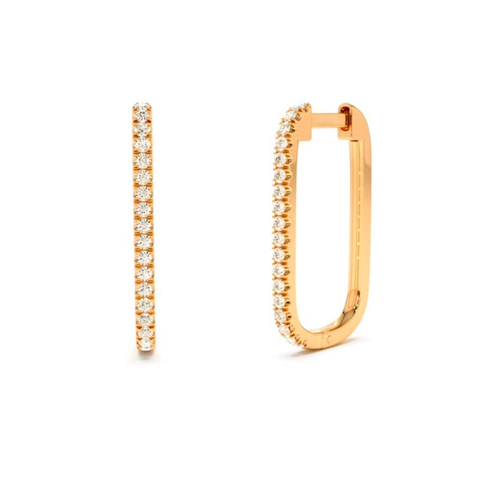 14k Gold Paperclip Diamond Hoop Earrings