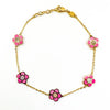 Inlay Flower Station Bracelet 14K 