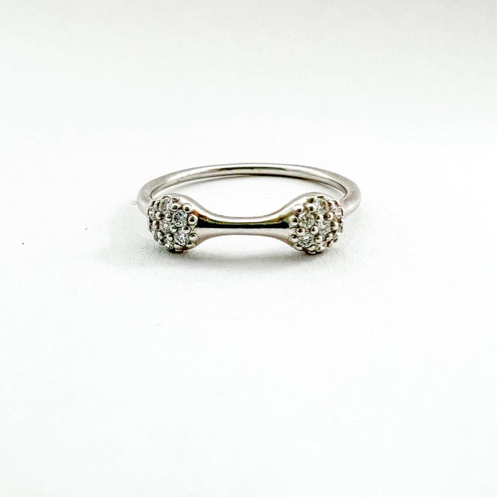 18K White Gold Authentic Pandora Two Diamond Pod Ring