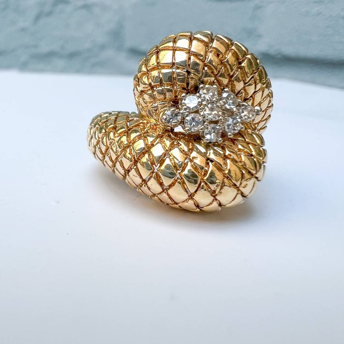 Vintage Diamond Cocktail Ring 14K Yellow Gold