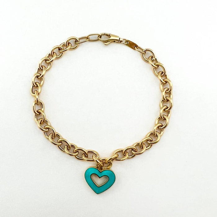 Rolo Link Bracelet with Heart Charm