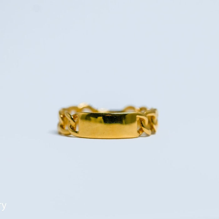 Curb Link Plate Ring 14K Yellow Gold