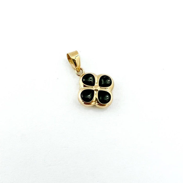 Puffed Lucky Clover Leaf Charm Pendant 14K Yellow Gold