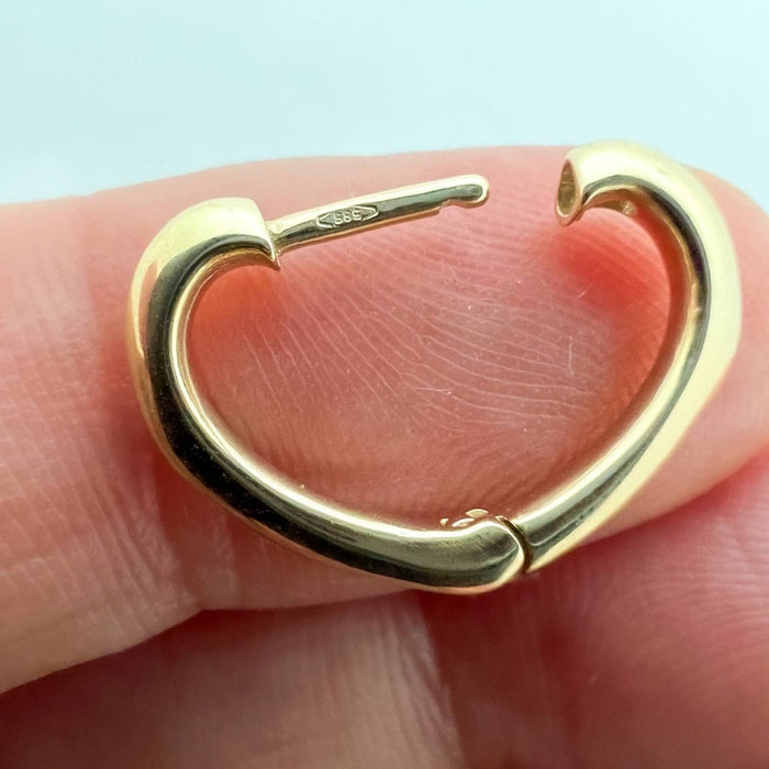 14k Yellow Gold Open Heart Huggies Hoop Earrings