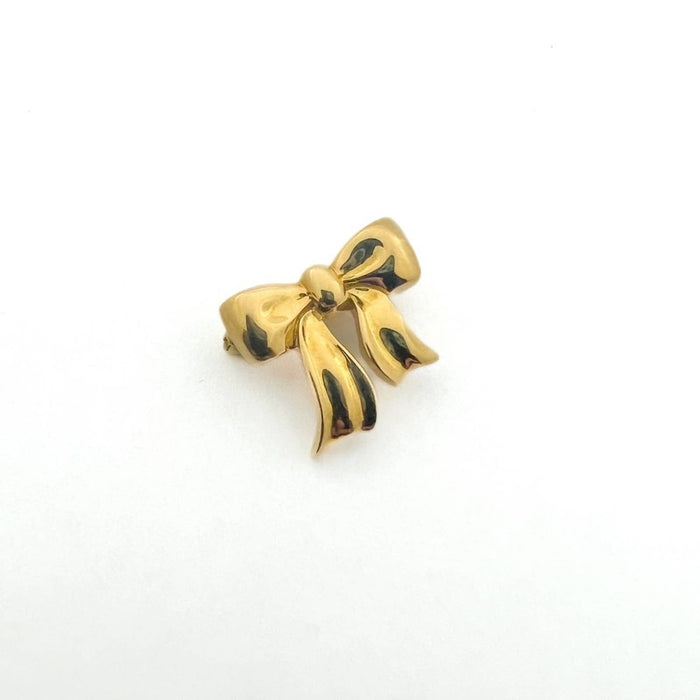 Tiffany & Co. Vintage 18K Yellow Gold Bow Brooch Pin.