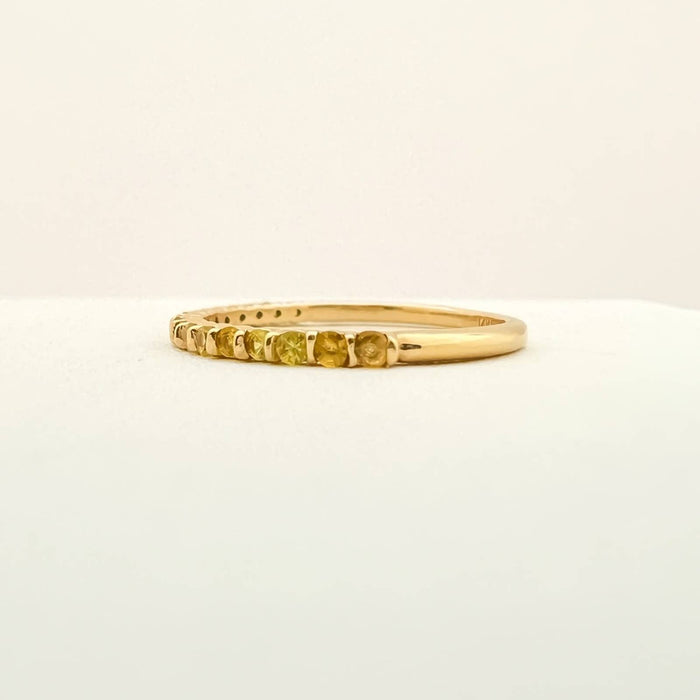 14K Yellow Gold Yellow Sapphire Band Ring.