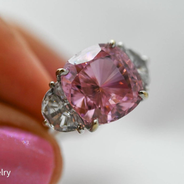 9 Carat Cushion Cut Pink Topaz Cocktail Ring 14k White Gold