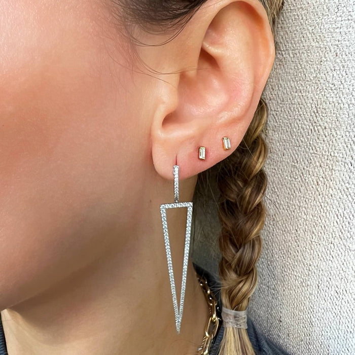 18K White Gold Triangular Dangle Earrings