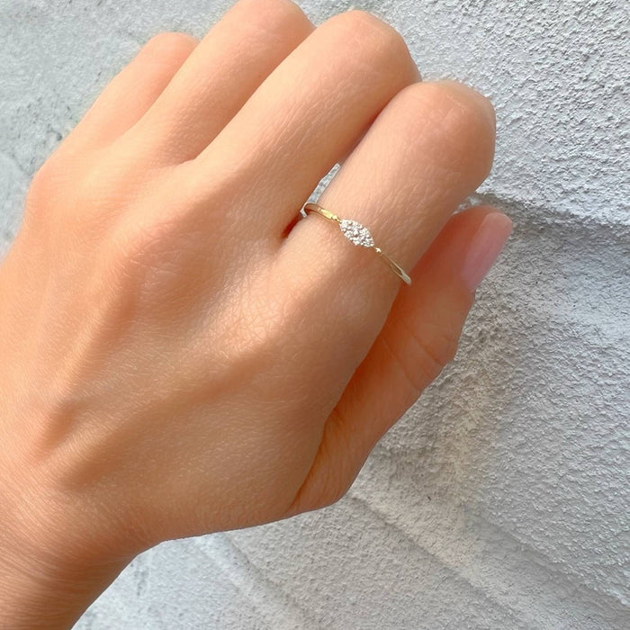 10K Yellow Gold Diamond Dainty Ring