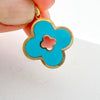 Inlay  Turquoise Clover Pendant 14k 