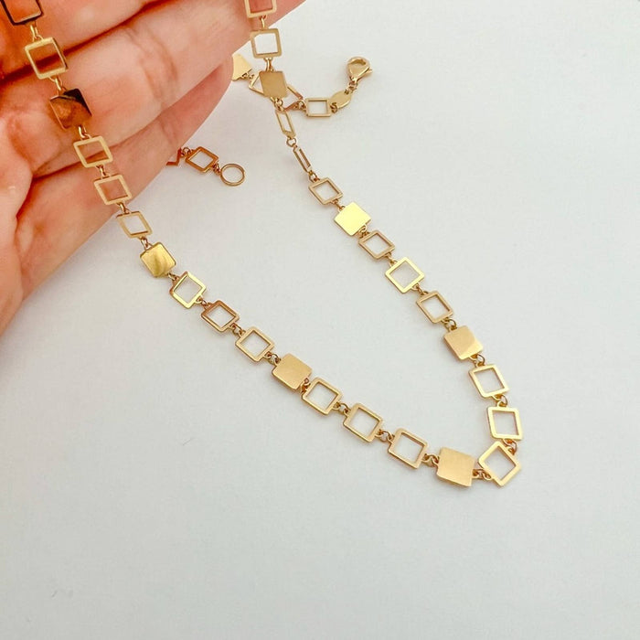 Open Square Link Necklace 14K Yellow Gold