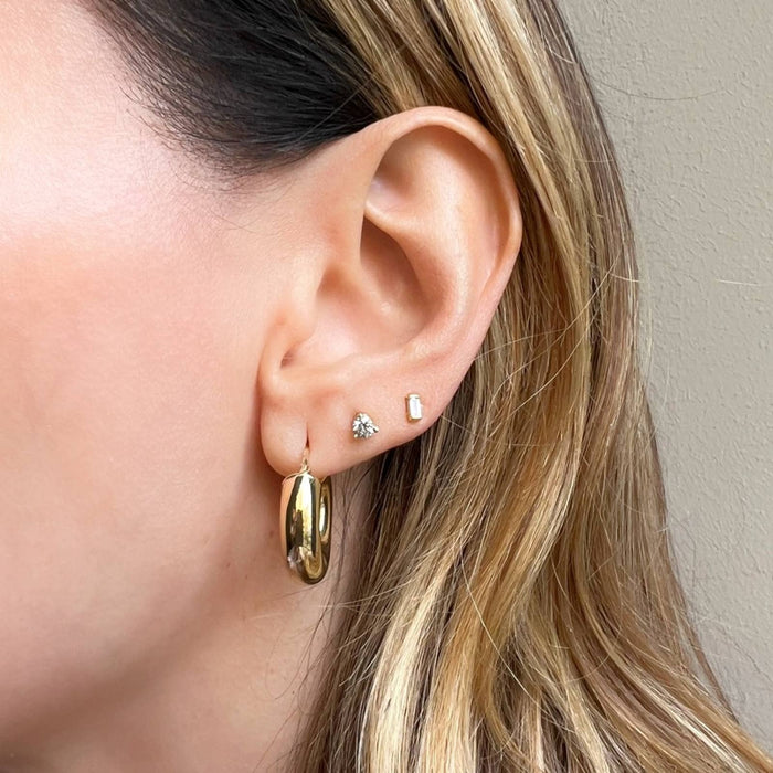 14K Yellow Gold Chunky Hoops Earrings.