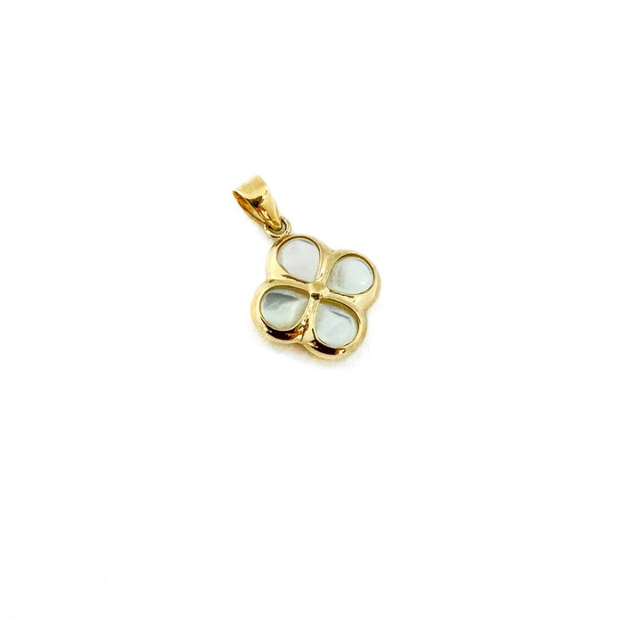 Puffed Lucky Clover Leaf Charm Pendant 14K Yellow Gold