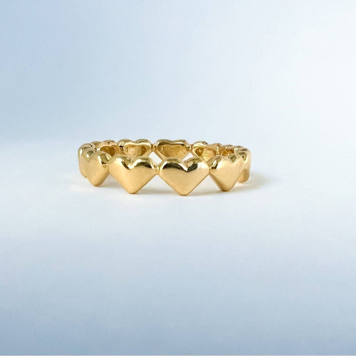 14K Yellow Gold Eternity Heart Ring