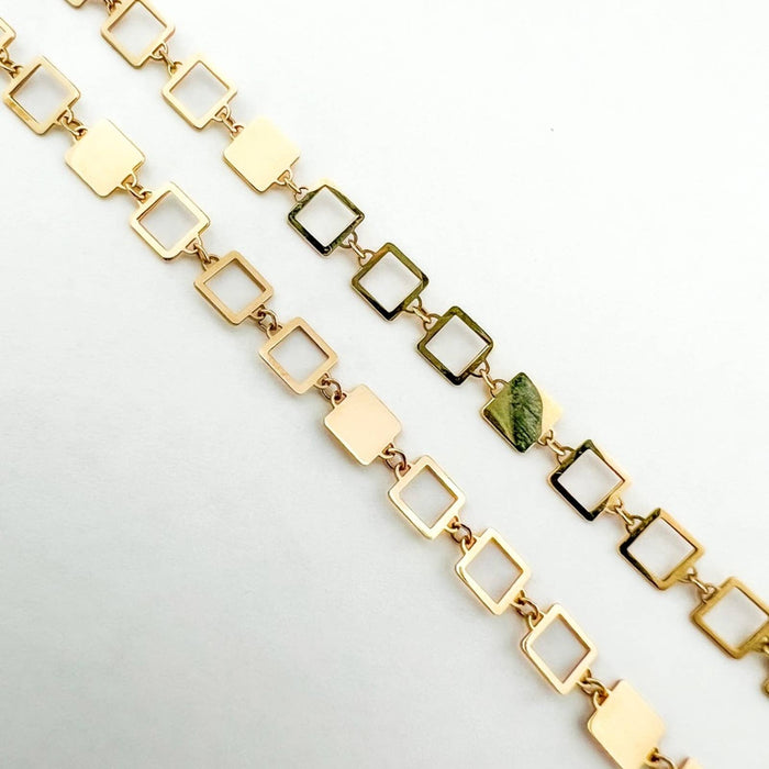 Open Square Link Necklace 14K Yellow Gold