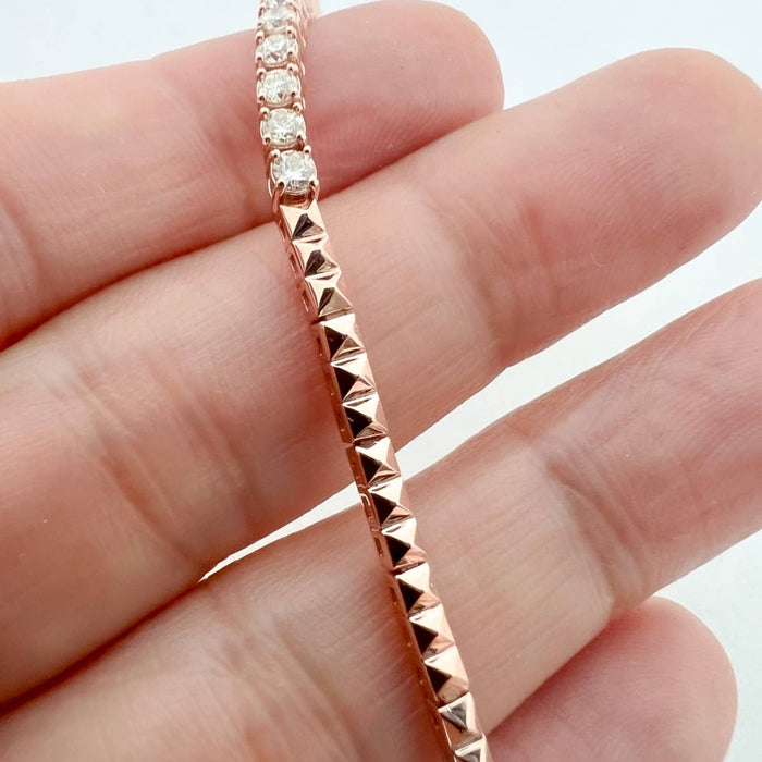 Gold Spike And Diamond Tennis Bracelet 14K Rose Gold