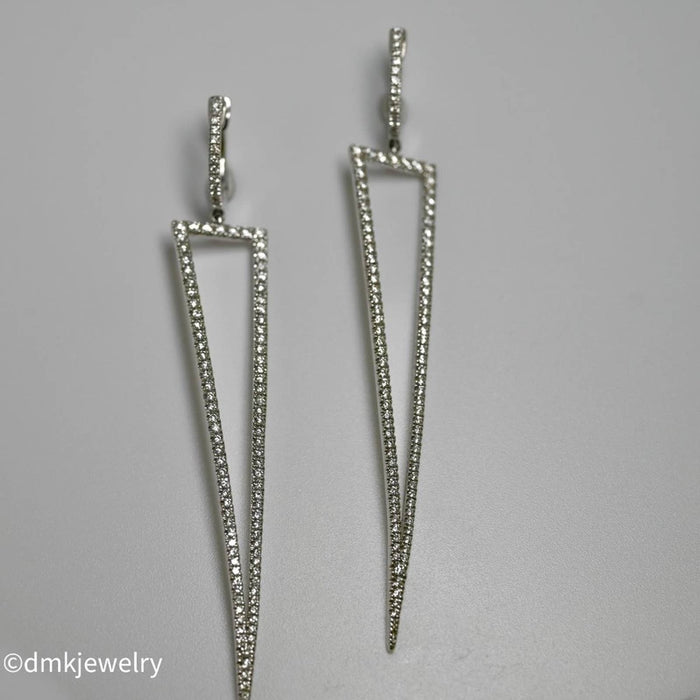 18K White Gold Triangular Dangle Earrings