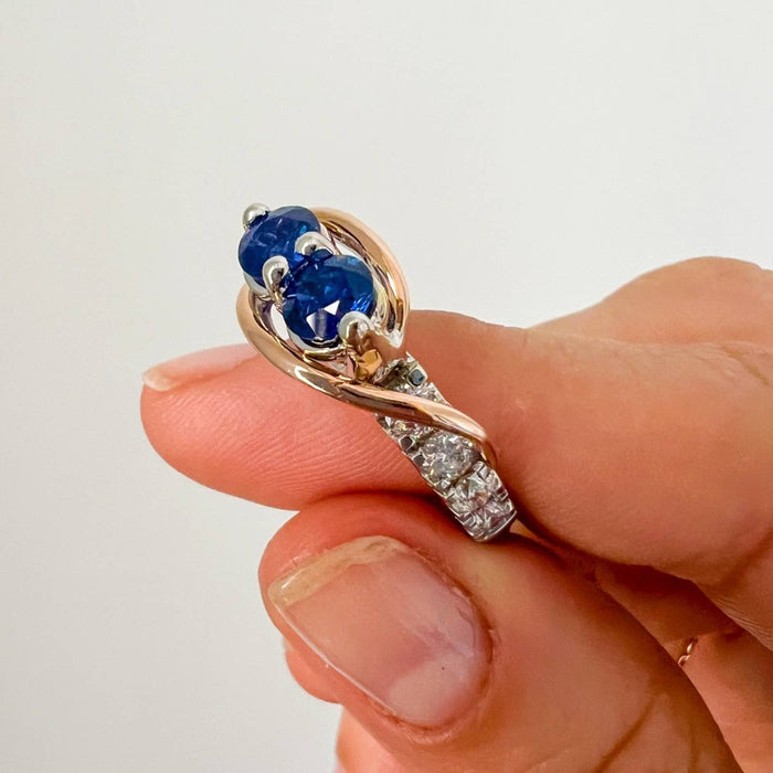 Ever Us Diamond Blue Sapphire Diamond Ring 14K Gold