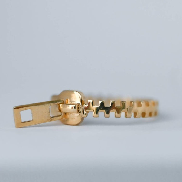 14k Yellow Gold Zipper Band Ring