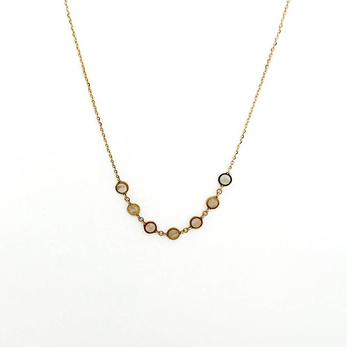 14K Yellow Gold Mother Of Pearl Disc Necklace