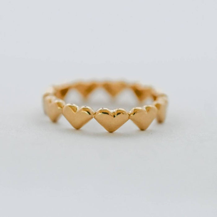 14K Yellow Gold Eternity Heart Ring