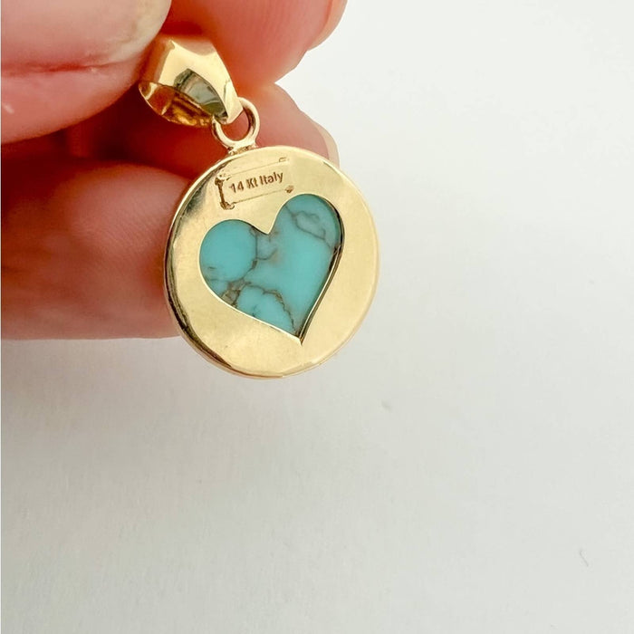 14K Yellow Gold Heart Charm Pendant.