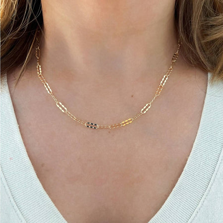 Mirror Paperclip Necklace 14K Yellow Gold