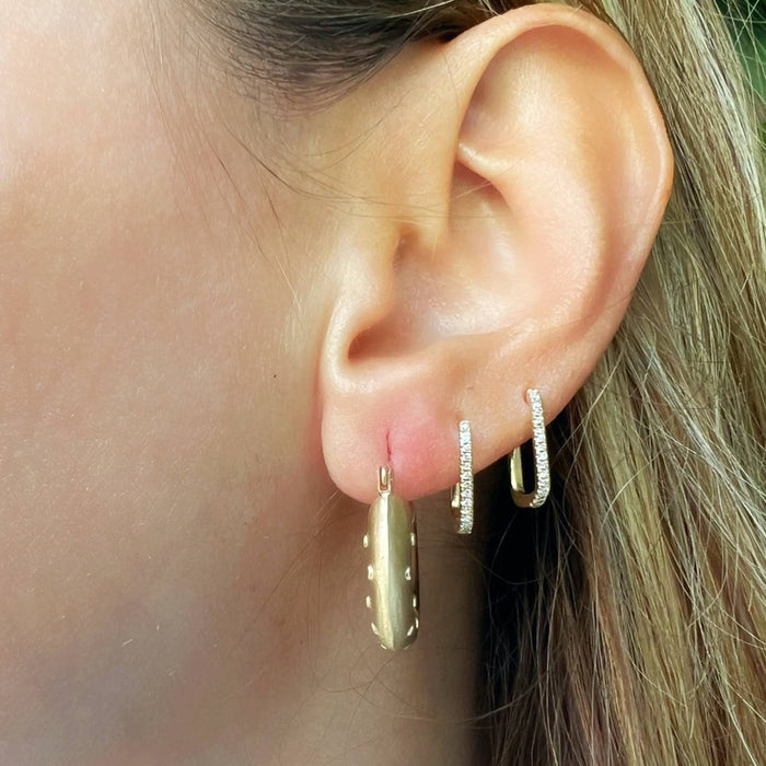 Puffed Hoops Earrings 14K Yellow Gold