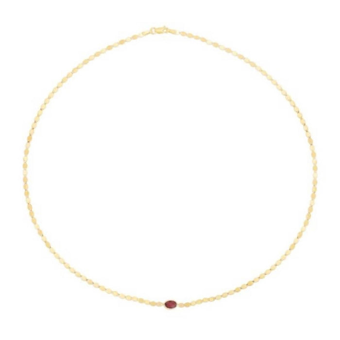 14K Yellow Gold Gemstone Mirror Necklace