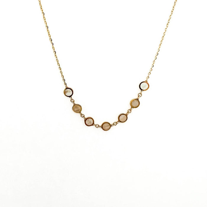 14K Yellow Gold Mother Of Pearl Disc Necklace