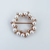 Victorian 14K Yellow Gold Culture Pearl and Diamond Circle Pin Brooch