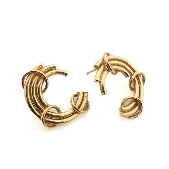 Vintage 14K Yellow Gold C Shaped Earrings