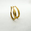 Vintage 14K Yellow Gold Polished Omega Back Square Oval Hoop Earrings