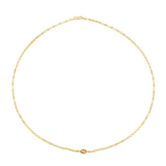 14K Yellow Gold Gemstone Mirror Necklace