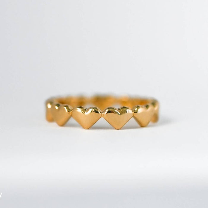 14K Yellow Gold Eternity Heart Ring